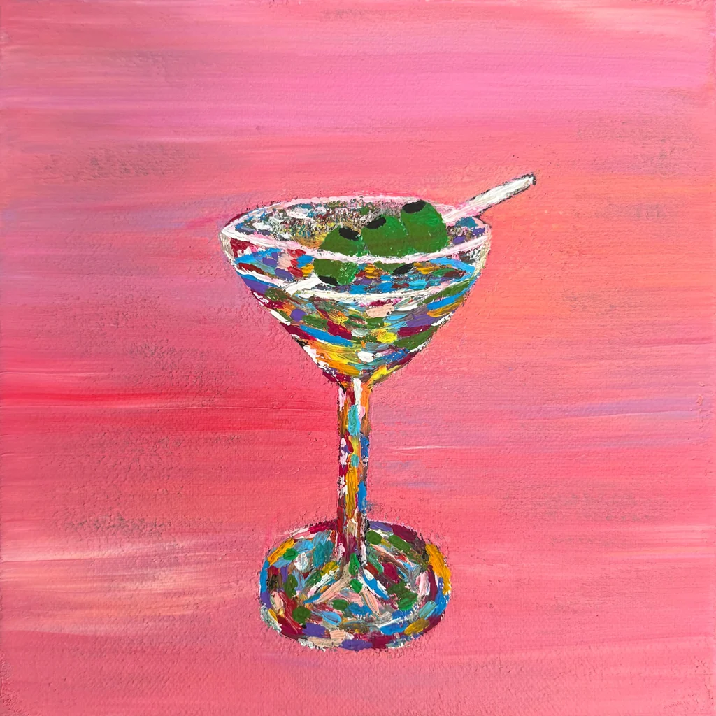 Roze aperitief, Acryl op doek