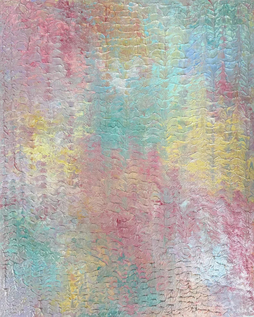 Pastelritme, Acryl en structuurpasta op doek