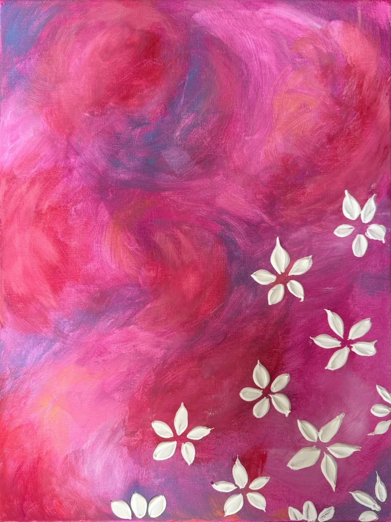 Bloesemdans, Acryl op doek, impasto